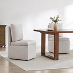 Upholstered Dining Chairs with Casters, Modern Dining Room Chairs Set of 2 with Hidden Storage & 4 Wheels, Single Sofa Chair for Kitchen, Reading Room, Waiting Room, Linen