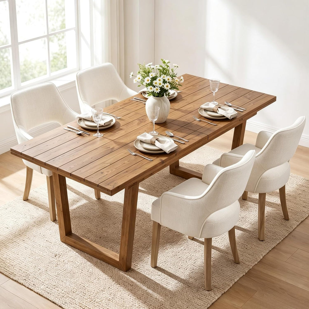 chairus Farmhouse Dining Chairs Set of 4 with Arms, Upholstered Linen Fabric ...
