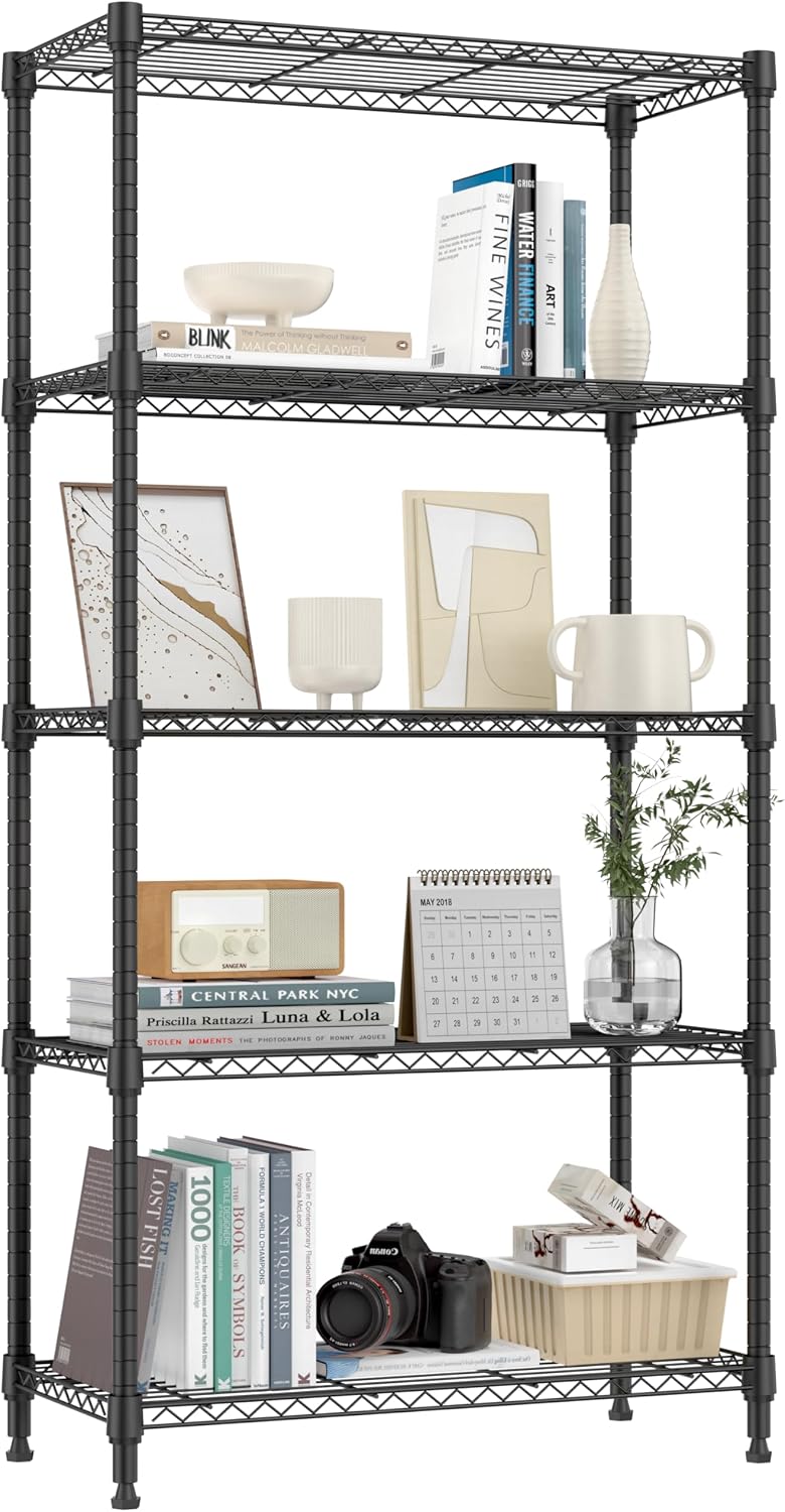 M MZG 1250 lbs 5 Tier Shelf Metal Storage Shelves Shelving Wire Rack Heavy Du...