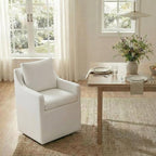 Upholstered Dining Chairs Set of 1, Modern Dining Room Chairs with Casters & Washable Cover, Rolling Accent Chair with Hidden Storage for Kitchen, Farmhouse, Living Room, White, 1 Box