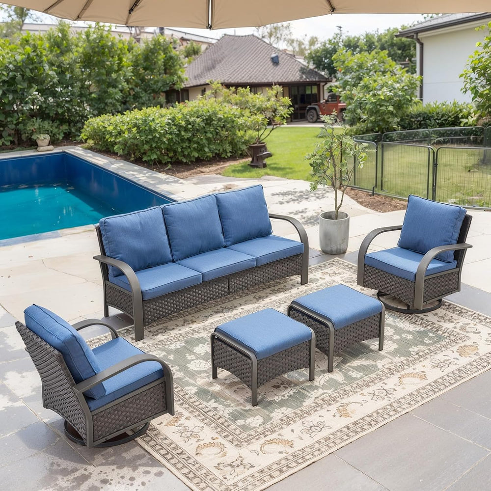 Belord Outdoor Swivel Rocker Patio Chairs Set of 2, 3 Piece Wicker Patio Bist...