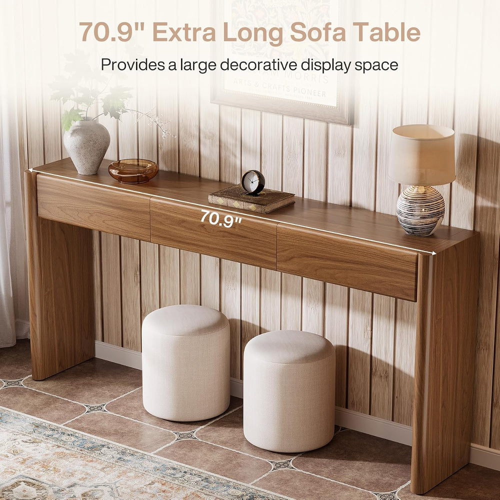 Tribesigns Console Table with 3 Drawers, 70.9" Wooden Entryway Table Beh...