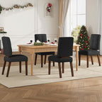 Wooden Dining Chairs Set of 6, Dining Room Chairs with Wood Legs, Cloud-Like Cushion & Reinforcement Structure Design for Kitchen/Living Room/Restaurant, Easy Assembly