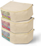 SOLSTICE 3 Pack Cotton Canvas Blouse Organizer for Wardrobe, 38 x 25 x 17 cm