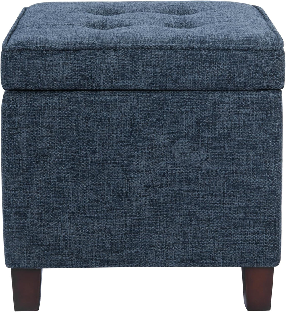 Homepop Square Tufted Storage Ottoman - Dusty Navy