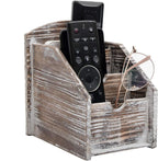 VERGOODR 3 Slot Rustic Wooden Remote Control Frame Media Organizer, Office Supply Storage Rack,Pen storage box (Torched Wood)