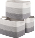 Storage Baskets for Organizing, Woven Baskets for Shelves, Rectangle Decorative Organizer for Storage Clothes, Toy, Books, Towels Nursery Bins 3 Pack (Gradient Grey, 15.75"x11.8"x9.85")