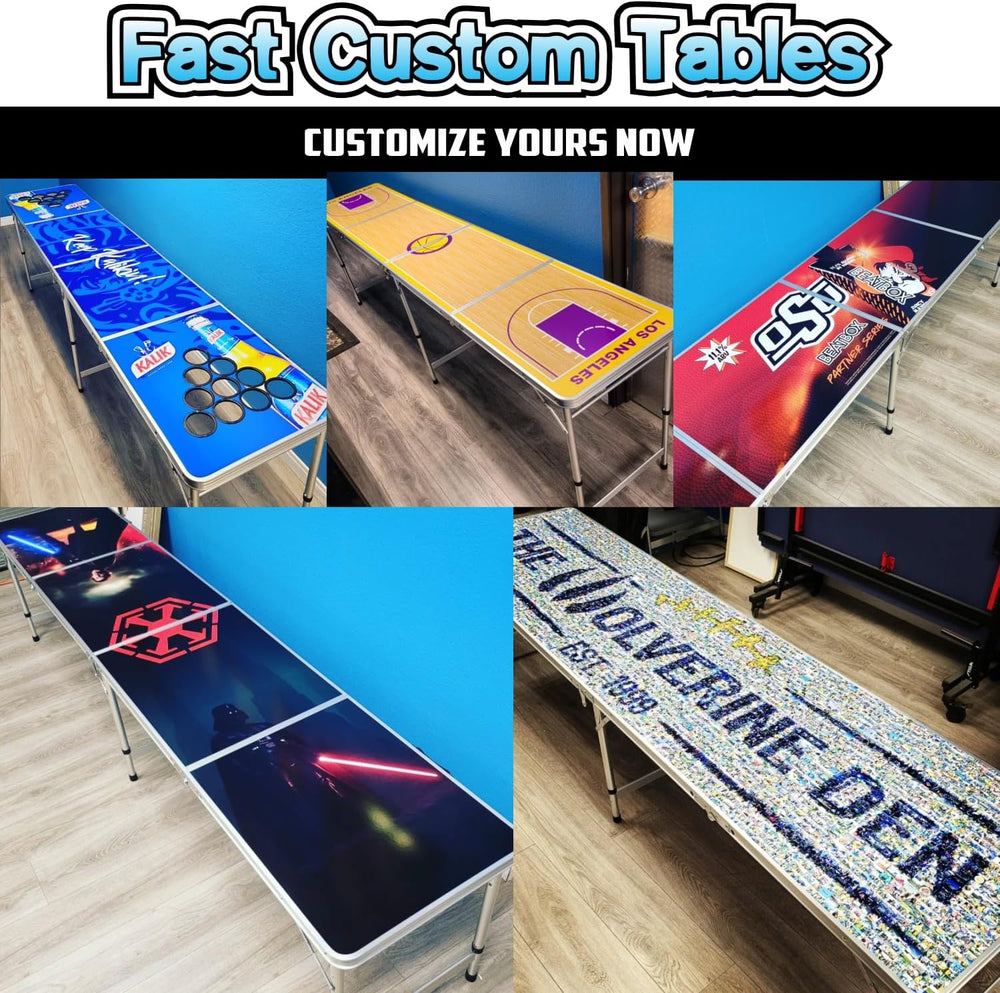 8-Foot Regulation Folding Beer Pong Table w/Beer Pong Balls & Optional Cu...