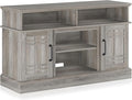 BELLEZE Modern 48" Farmhouse Wood TV Stand & Media Entertainment Center Console Table for TVs up to 50 Inch with Open Storage Shelves & Cabinets - Norrell (Gray Wash)