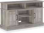 BELLEZE Modern 48" Farmhouse Wood TV Stand & Media Entertainment Center Console Table for TVs up to 50 Inch with Open Storage Shelves & Cabinets - Norrell (Gray Wash)