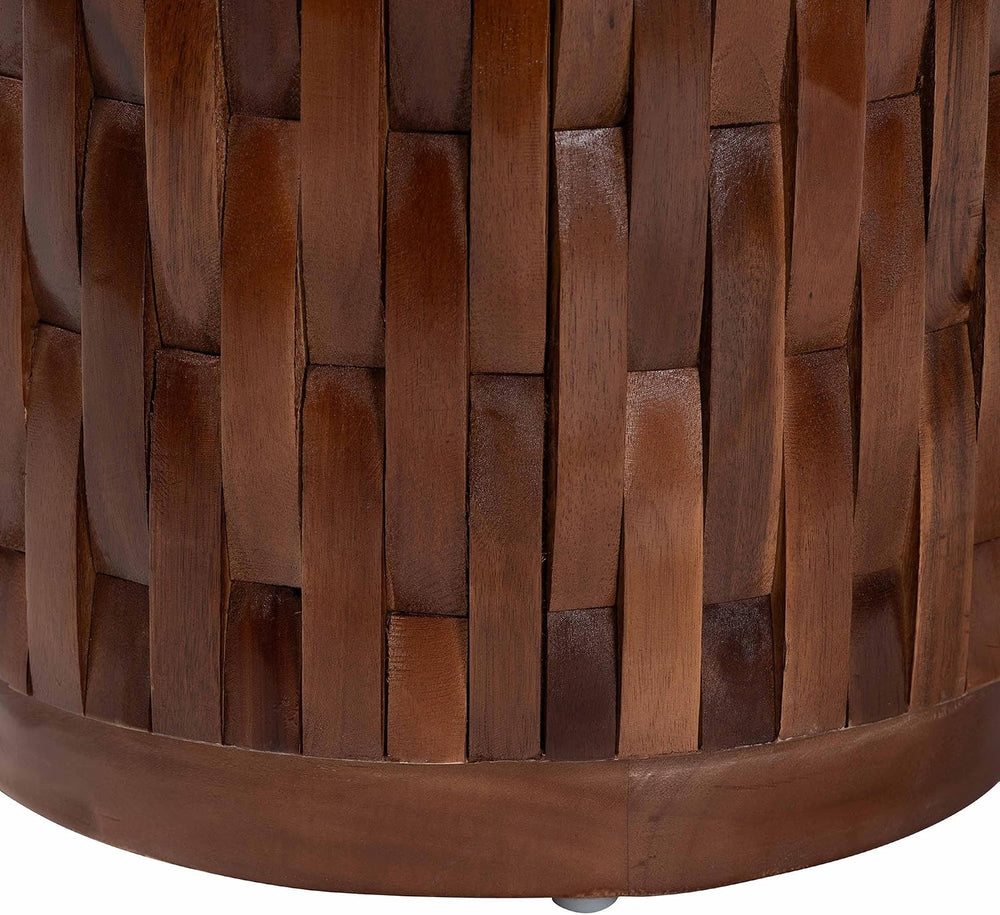Bali & pari Lavanya End Table with Petrified Wood Top - Drum Accent Side ...