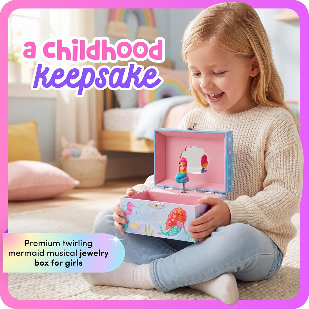 Giggle & Honey® Musical Mermaid Jewelry Box for Girls | Music Boxes for Little Girls, Toddler Jewelry Box for 4 Year Old Kids, Toys for Toddlers, Birthday Gifts for Kids 5-9 Years