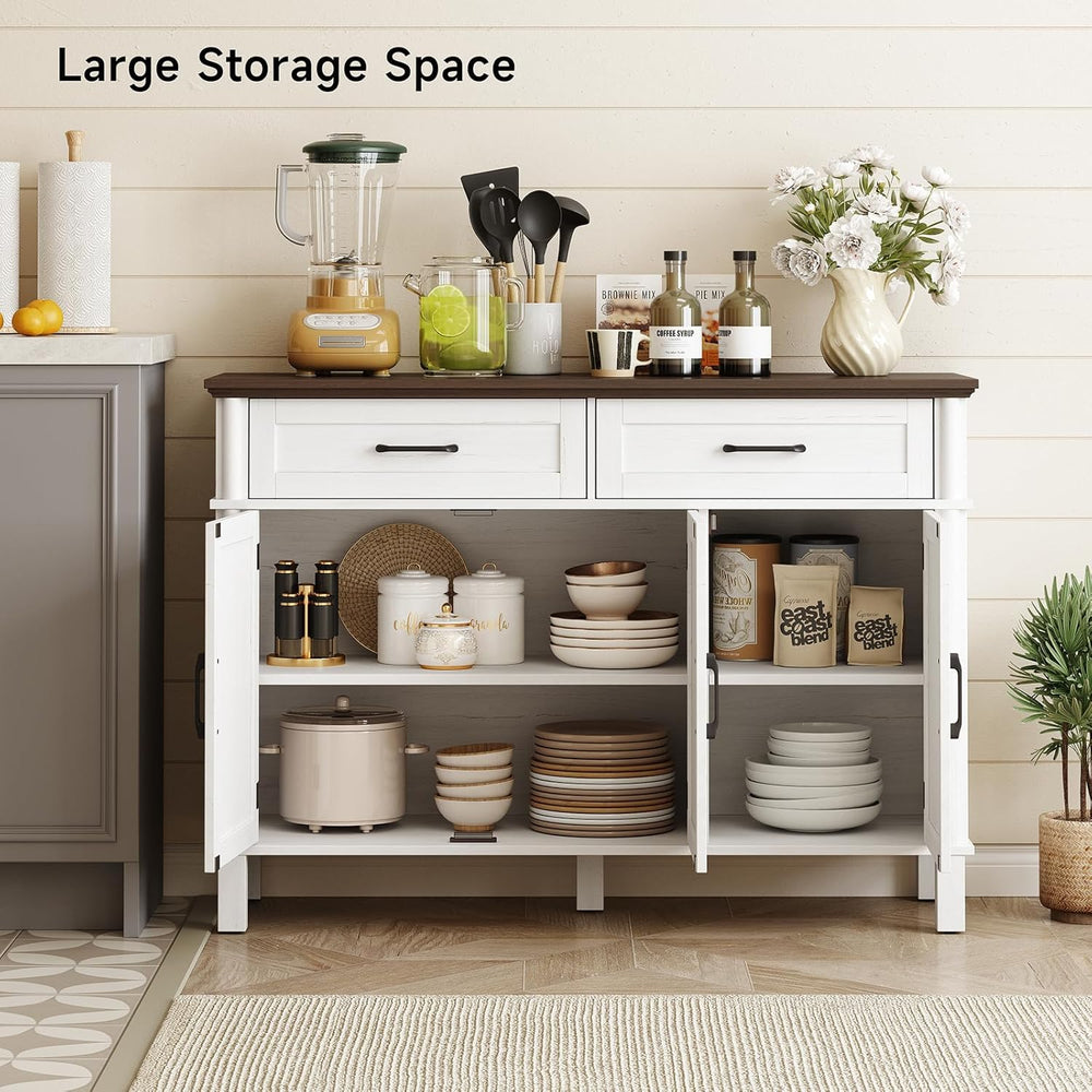 48 Inches Buffet Cabinet with Storage, Farmhouse Sideboard Buffet w/2 Drawers...