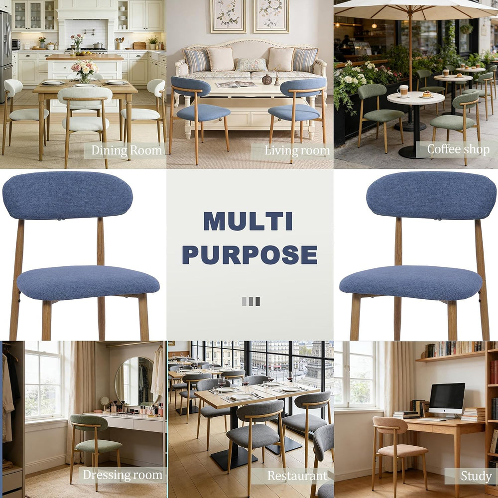 FREKEN Modern Upholstered Dining Chairs Set of 6, Mid-Century Metal Frame wit...