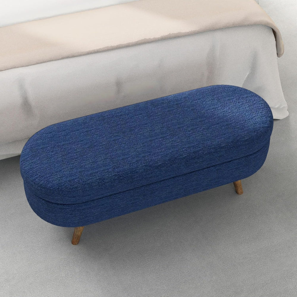 Oval Storage Ottoman Bench with Hidden Storage and Foam Padded Seat, Upholste...