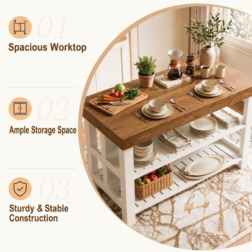 Tribesigns 55.1-Inch Kitchen Island with Seating and Storage, 3-Tier Large Fa...