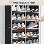 Yecaye 30 Pairs Over the Door Shoe Organizer, Large Capacity Hanging Shoe Rack for Door Hanger with Deep Pockets, Heavy Duty 10 Tier Shoe Holder for Sneakers Boots Heels College Dorm Essentials, Black