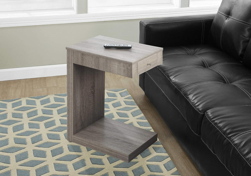 Accent Table, C Shaped, End, Side, Snack, Storage Drawer, Living Room, Bedroo...
