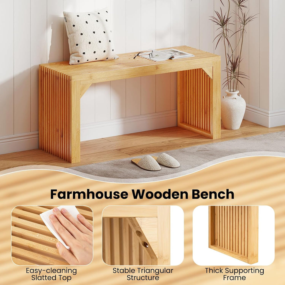 GIANTEX 36" Bamboo Dining Bench, 660Lbs Capacity, 2-Person Kitchen Table...