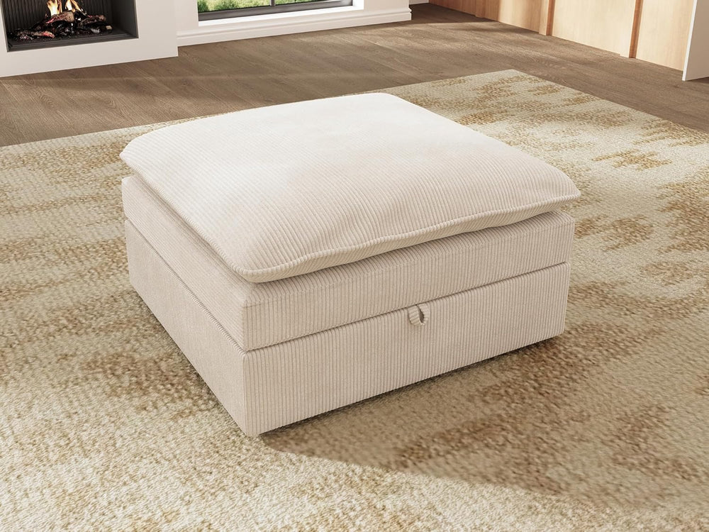 HONBAY Corduroy Ottoman, 31.5 Inch Square Ottoman Bench with Storage for Livi...