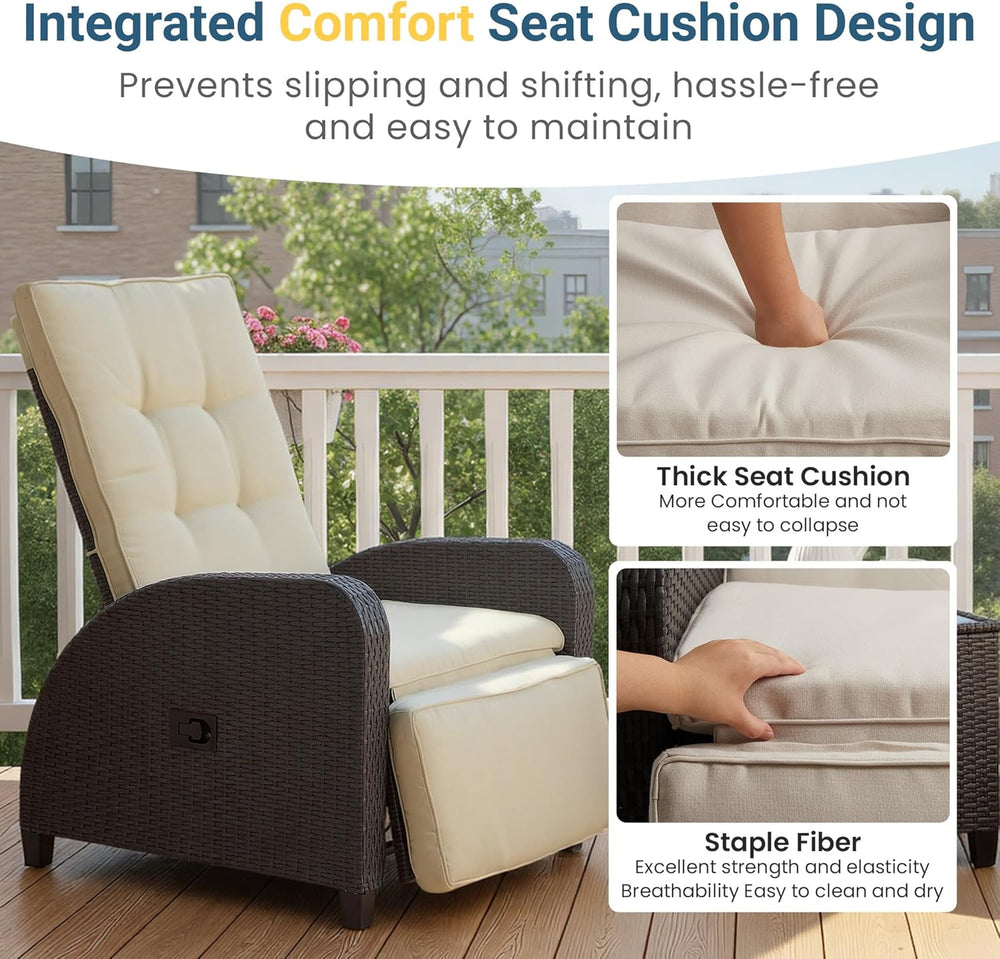 Green4ever Outdoor Patio Recliner with Adjustable Backrest and Footrest, All-...