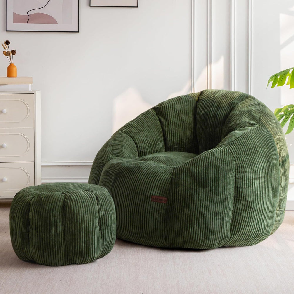 MAXYOYO Bean Bag Chair with Ottoman, Giant Pumpkin Lounge Chair for Adults | ...