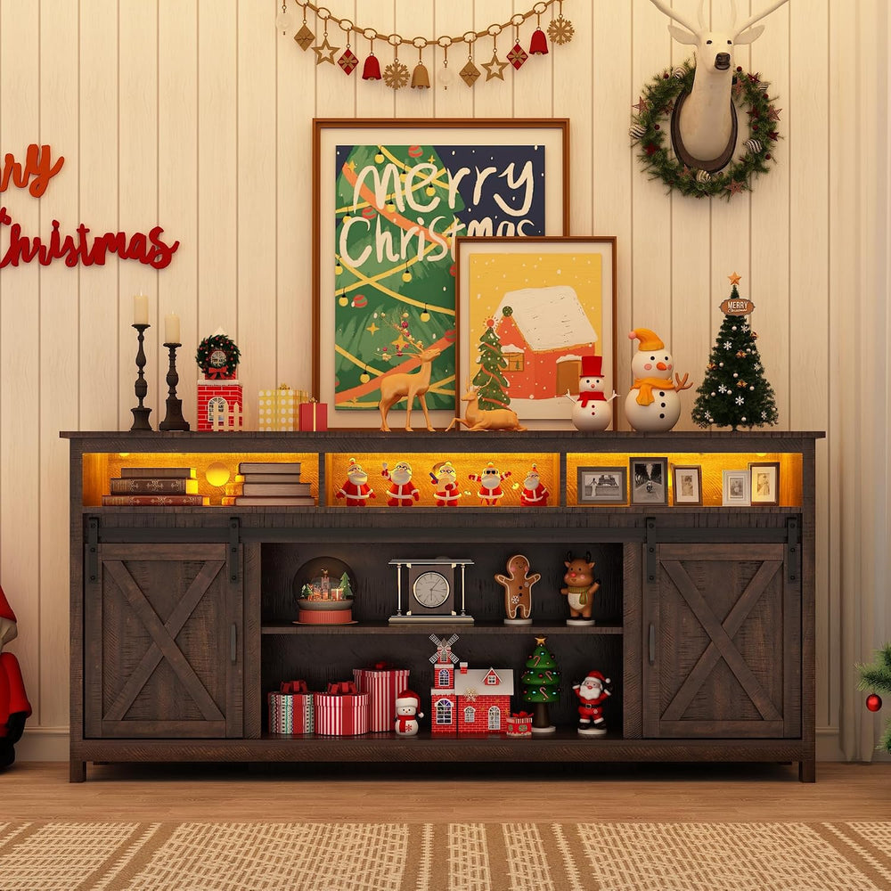 Vinctik 6&Fox 70in Wooden Farmhouse Entertainment Center for 80/75 inch T...