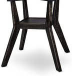 F58-11-TP - Kitchen Table with Acacia Wood Round Tabletop, Sand Blasted Black Finish