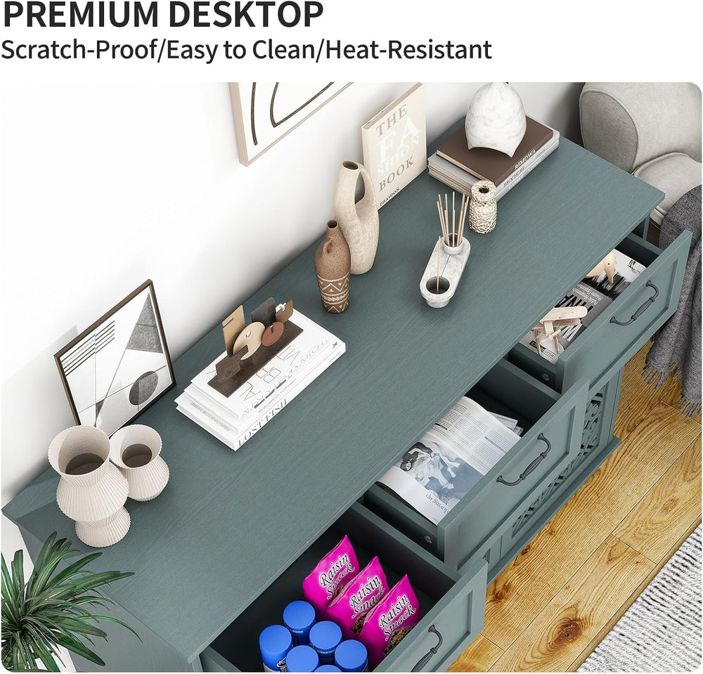 Sideboard Buffet Cabinet with Storage - Accent Storage Cabinet with Carved Pa...