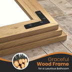 Full Length Mirror with Wooden Frame, 56"X22" Solid Wood Standing Floor Mirror for Farmhouse, Bathroom, Bedroom Decor, Hanging or Leaning Wall-Mounted(Natural)
