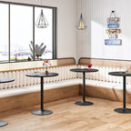 HOOBRO 2 Pcs Round Bar Table, 35" Tall Pub Table, with Non-Slip Base for Narrow Space, Bar Height Table for Kitchen, Easy to Assemble, Black BB57BTP201