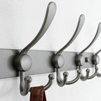 Dseap Coat Rack Wall Mount - 38” Long 10-Tri-Hooks Heavy Duty Coat Hanger Rail Wall Hooks for Hanging Coats Hats Clothing Clothes Purse Mudroom Entryway, Gray