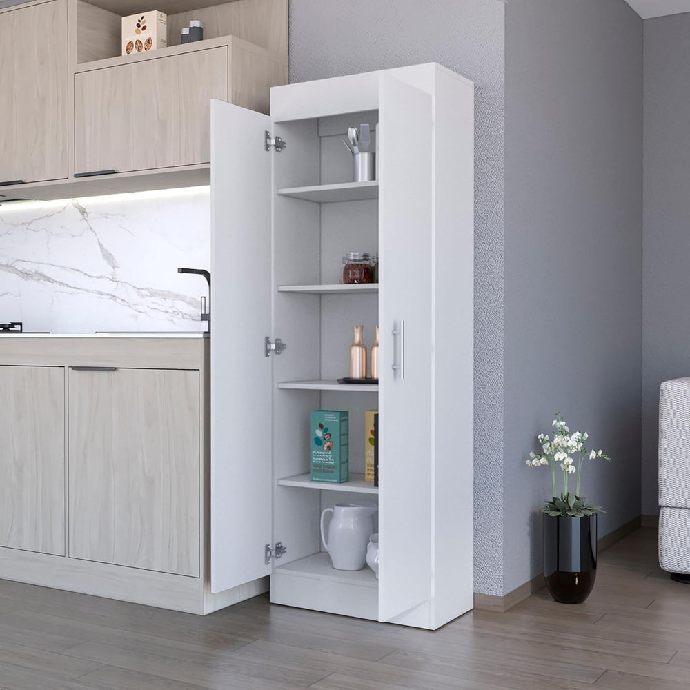 67" Tall Kitchen Pantry Cabinet with Storage,2-Door Wooden Cupboard Cred...