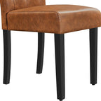 Yaheetech Upholstered Dining Chairs Set of 2 Modern Leather Parsons Kitchen Chairs with Button Tufted High Back and Solid Wood Legs and for Dining Room/Living Room/Restaurant, Retro Brown