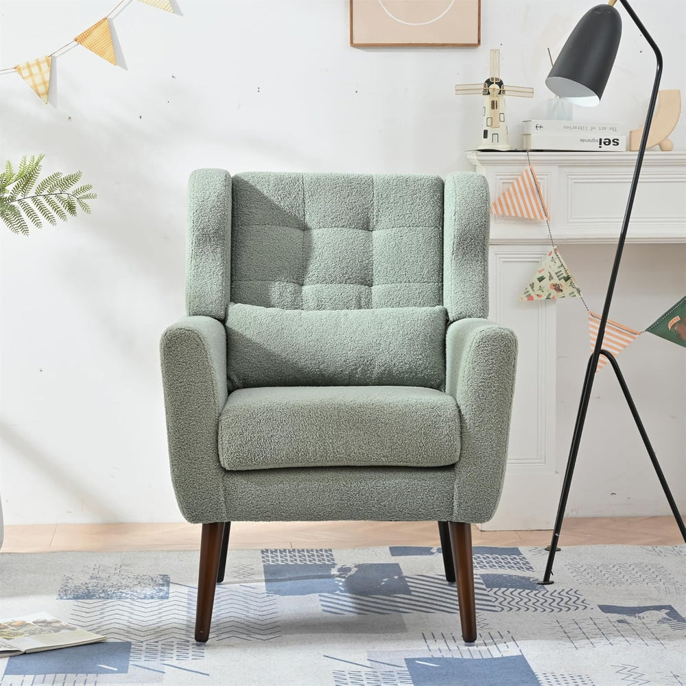 Accent Chair, Comfy Upholstered Living Room Chairs with High Tufted Backrest ...