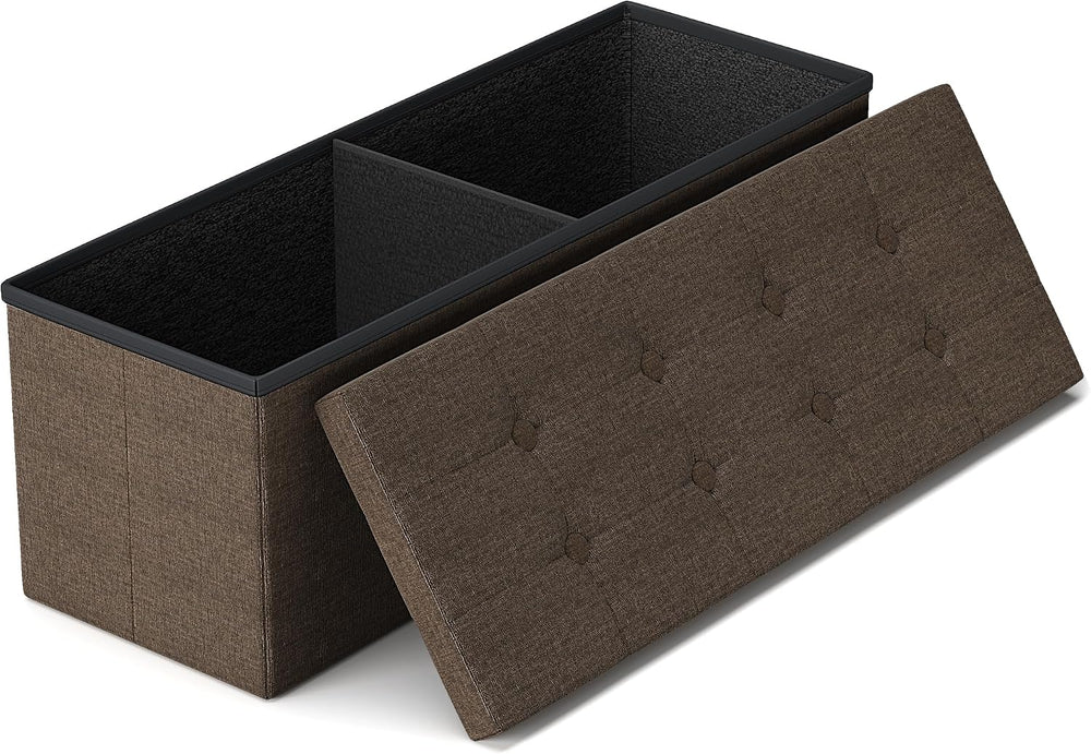GLAXYFUR 43 Inches Folding Storage Ottoman Bench, Storage Chest, Brown | Otto...