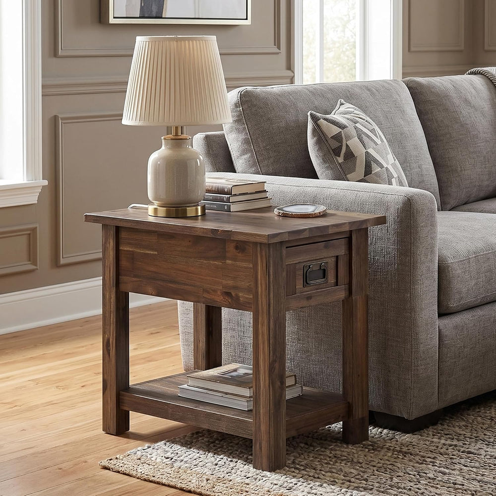 SIMPLIHOME Monroe Narrow Side Table – 14 inch Wide Solid Acacia Wood Narrow E...
