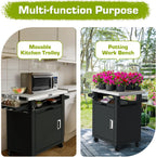NUUK Grill Table with Storage Cabinet, Outdoor Bar Cart Pizza Oven Table with Wheels, Stainless Steel Top Kitchen Island 20" x 30" Rolling Prep Station for Indoor, BBQ, Deck, Backyard