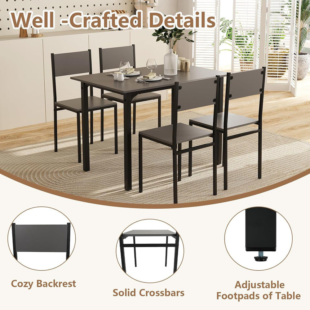 GOFLAME 5-Piece Dining Table Set, Industrial Kitchen Table and Chairs for 4 w...