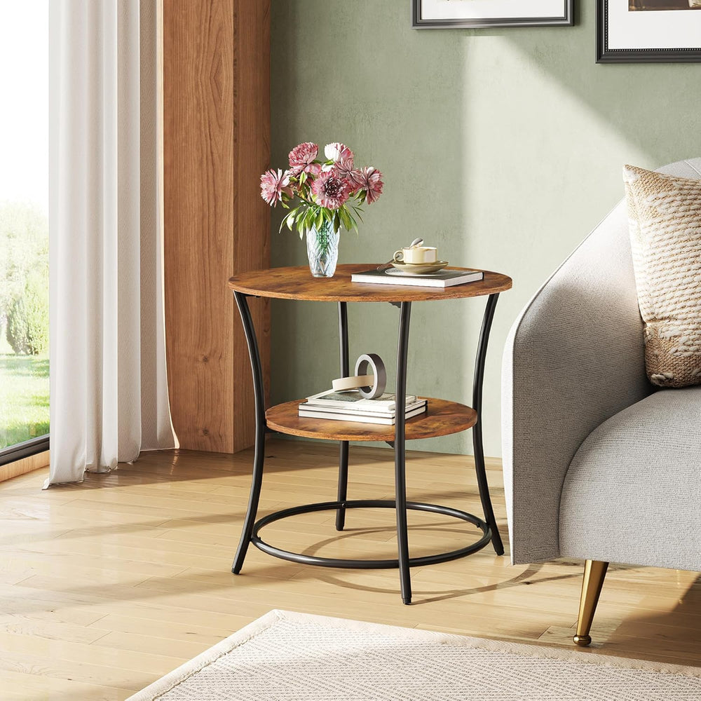 WLIVE Side Table, Round End Table with 2 Storage Shelves for Living Room, Bed...