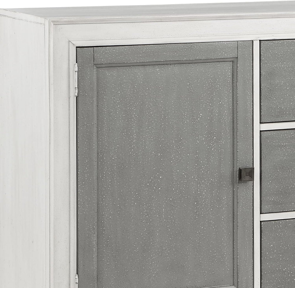 Rustic Gray & Weathered White Finish Server with Gray, White, Gray, White...