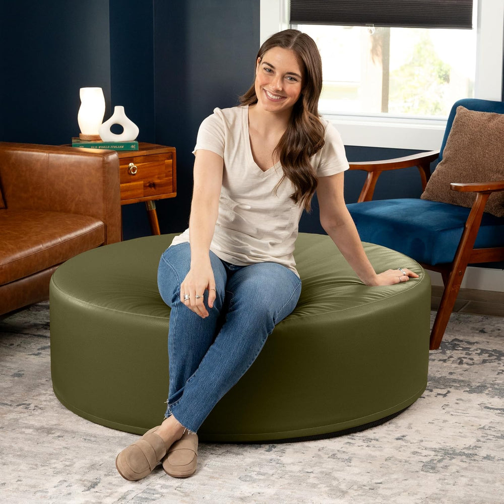 Jaxx Candler Round Couch Ottoman – Oversized Giant Coffee Table Ottoman - Ver...