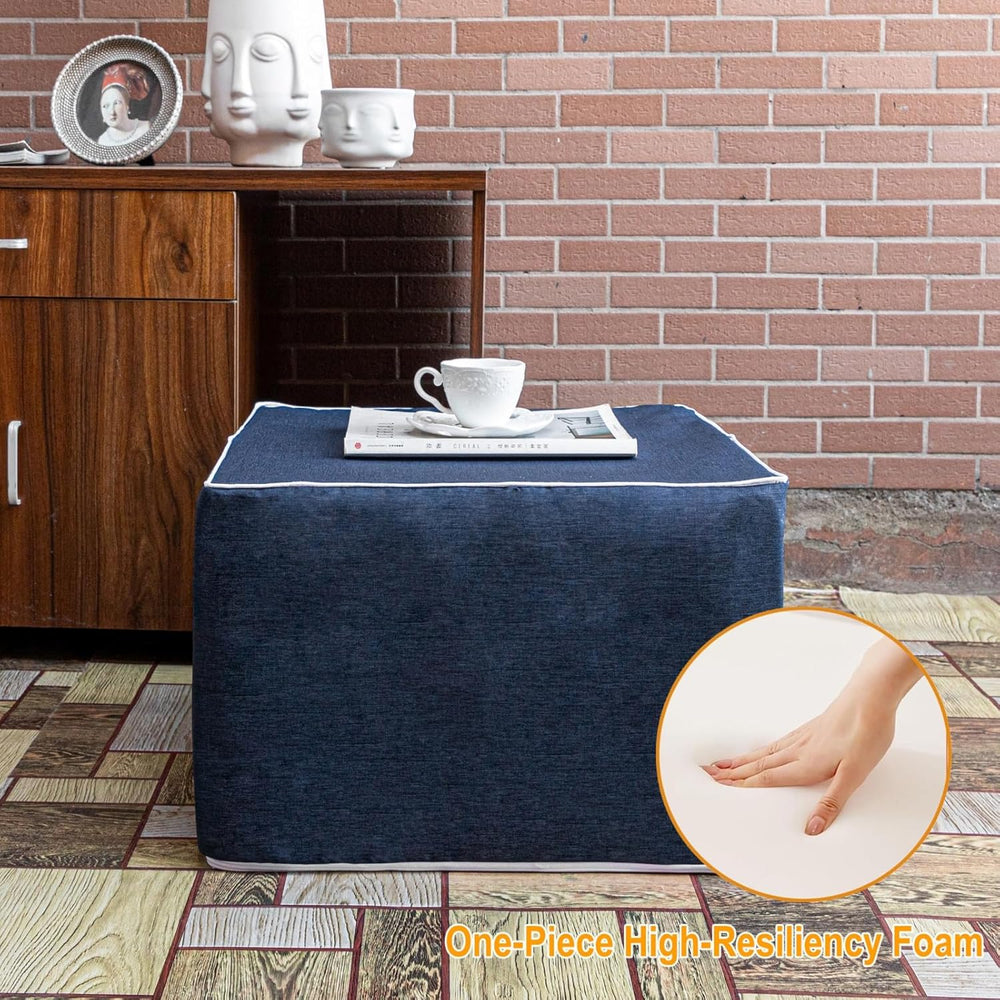 20x14 In Outdoor Square Ottoman – Lightweight Patio Ottoman Footrest with Hig...