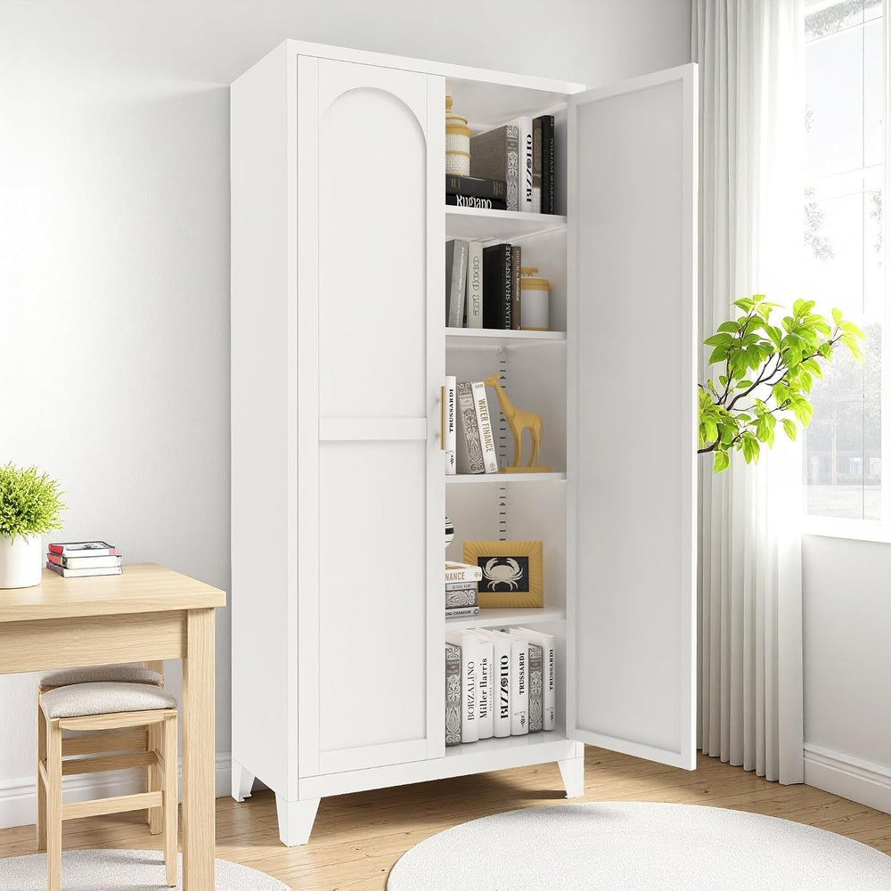 71'' Tall Kitchen Pantry Cabinet, Metal Storage Cabinet with 2 Doors ...