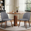 Fabric Dining Chairs Set of 2, Upholstered Mid Century Modern Dining Chairs, Armless Accent Chair with Walnut Wood Legs for Kitchen, Living Room, Dining Room, Grey