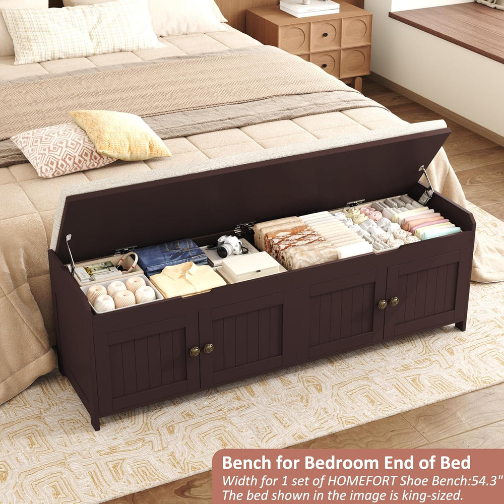 HOMEFORT 54.4" Shoe Bench with Lift Top Storage, Entryway Bench with Cus...