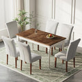 Stylish Dining Chairs Set of 6, Upholstered Parsons Dining Room Chair with Nailhead Trim, Kitchen Room Chair with Thick Cushions and Wood Legs, Nailhead Trim, Light Grey