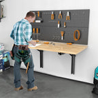 Ultrawall Wall Mounted Folding Workbench, Heavy Duty Foldable Work Table, Collapsible Desk for Workshop, Garage, Office, Home, Holds Up to 550LBS, 32”X18”