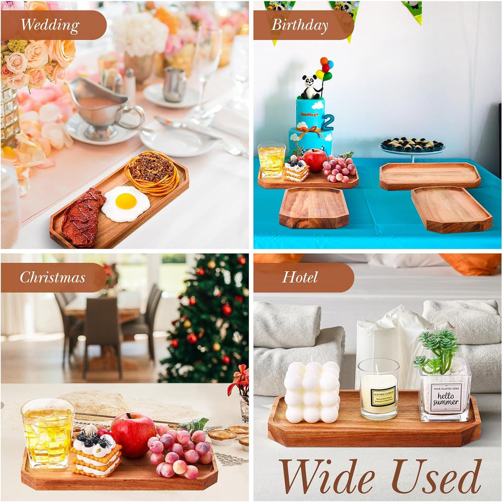 Geetery 12 Pcs 10"/12" Acacia Wooden Serving Trays for Coffee Table...