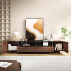 78.8 Inch TV Stand with Storage Cabinets for Living Room, TVs Media Console Entertainment Center with Drawers, Wood Fluted Television Stands with Open Shelves for Bedroom, Dark Brown Walnut